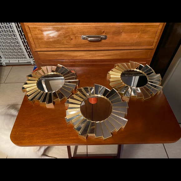Set of 3 gold glam mirrors - Picture 2 of 3